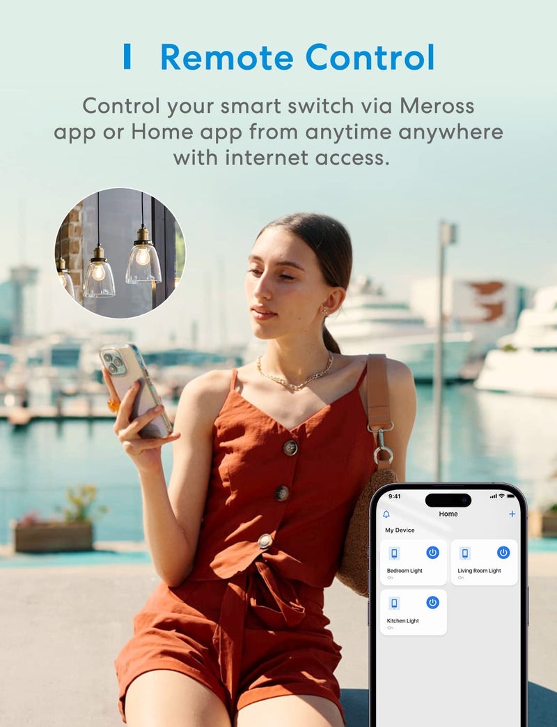 meross 3 Way Smart Switch, Smart Light Switch Supports Apple HomeKit, Siri, Alexa, Google Assistant & SmartThings, 2.4GHz WiFi Light Switch Neutral Wire Required, Remote Control Timer 2 Pack - Image 5
