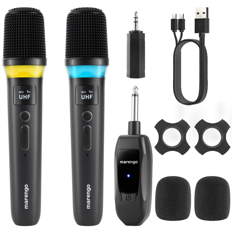 Marengo Wireless Microphones, Rechargeable Cordless Karaoke Microphone with One-to-One Chip Connection, LED Lights, 40H Duration, 200FT, Handheld Bluetooth Microphone Wireless for Singing,Speech,Church,Party - Image 1