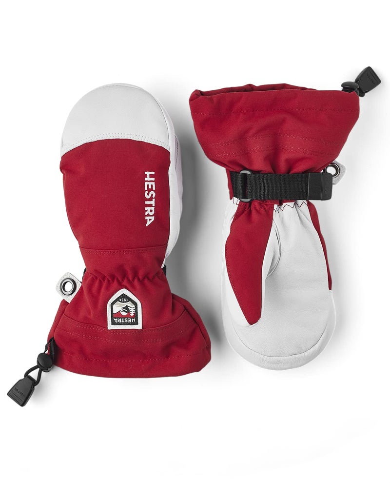 Hestra Army Leather Heli Ski Junior - Waterproof, Insulated Classic Leather Snow Mitten for Winter, Skiing, Playing in The Snow for Kids and Youth, Red, 4 - Image 1
