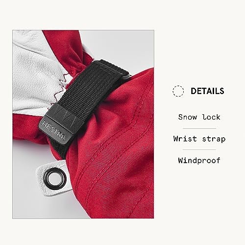 Hestra Army Leather Heli Ski Junior - Waterproof, Insulated Classic Leather Snow Mitten for Winter, Skiing, Playing in The Snow for Kids and Youth, Red, 4 - Image 4