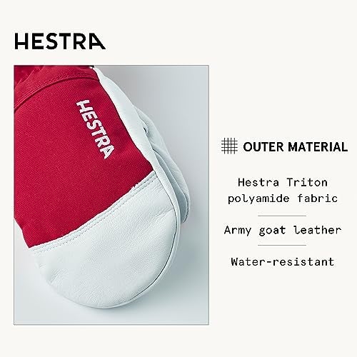 Hestra Army Leather Heli Ski Junior - Waterproof, Insulated Classic Leather Snow Mitten for Winter, Skiing, Playing in The Snow for Kids and Youth, Red, 4 - Image 3