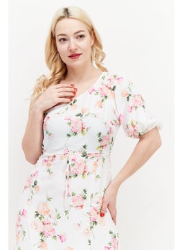 Miss Selfridge Women Floral Pattern Midi Party Dress, Pink Combo  - Image 2