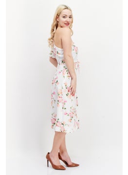 Miss Selfridge Women Floral Pattern Midi Party Dress, Pink Combo  - Image 3