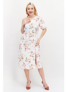 Miss Selfridge Women Floral Pattern Midi Party Dress, Pink Combo  - Image 1