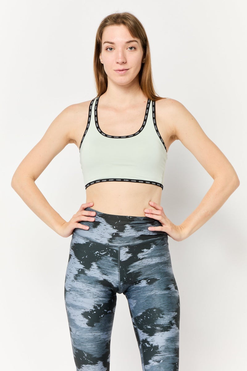 GUESS Women Sportswear Fit Lightly Padded Sports Bra, Sage - Image 1