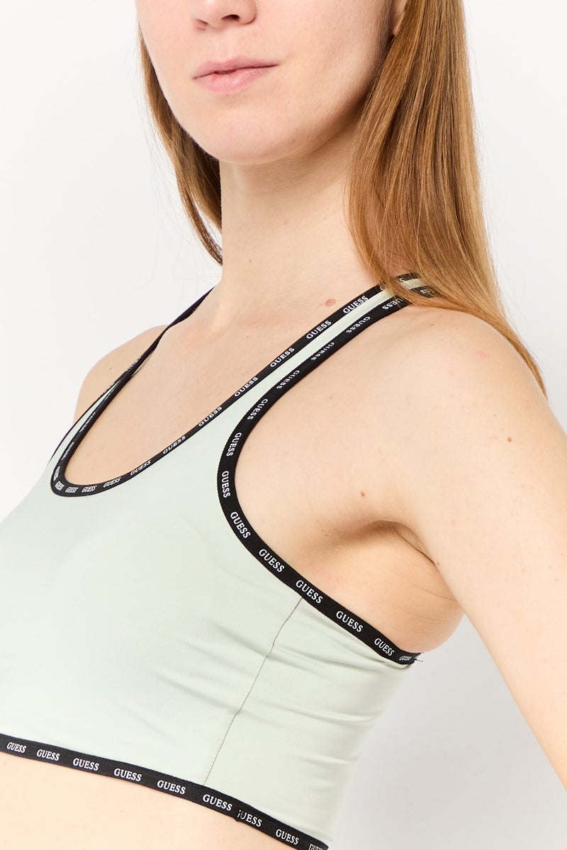 GUESS Women Sportswear Fit Lightly Padded Sports Bra, Sage - Image 3