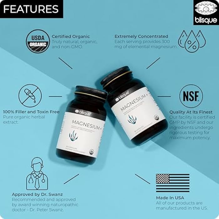 Blisque - Magnesium Support Supplement | for Bone, Joint, Muscle, Heart, and Nerve Health | from Organic French Sea Lettuce | Vegan and Non-GMO | 90 Capsules - Image 3
