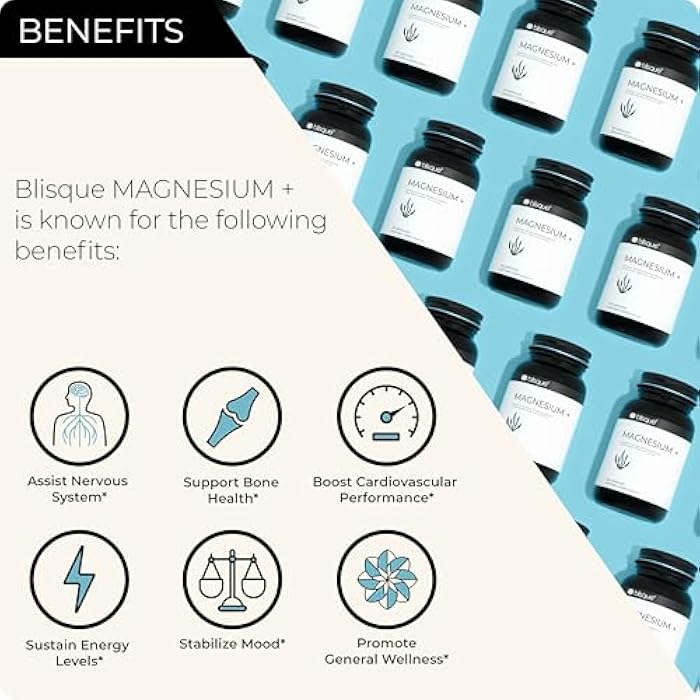 Blisque - Magnesium Support Supplement | for Bone, Joint, Muscle, Heart, and Nerve Health | from Organic French Sea Lettuce | Vegan and Non-GMO | 90 Capsules - Image 2