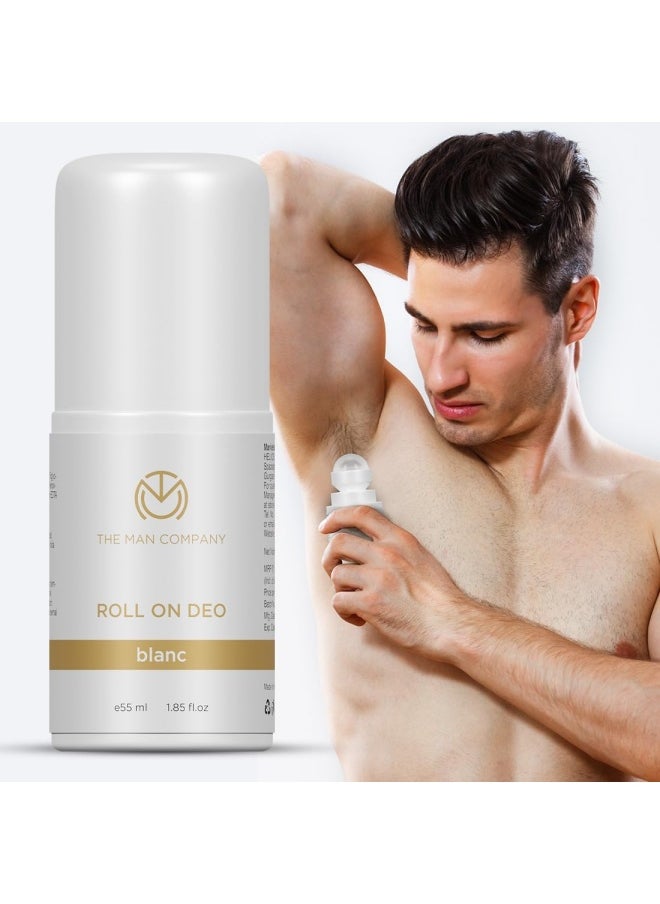 The Man Company مزيل العرق رول أون للرجال - بلانك | عطر فاخر مع انتعاش يدوم 24 ساعة | يزيل رائحة الجسم | صغير الحجم وسهل الاستخدام | يمنع البكتيريا - 55 مل  - Image 1