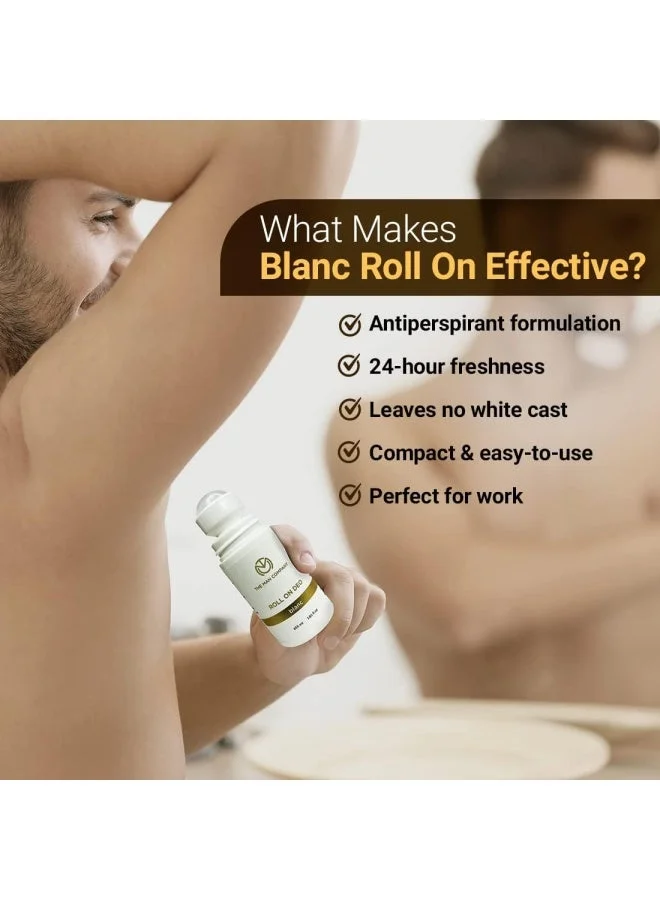 The Man Company  Blanc Deodorant Roll-On for Men (55ml) - 24-Hour Freshness & Anti-Bacterial Protection, Long Lasting Premium Fragrance for Men | Best Price UAE