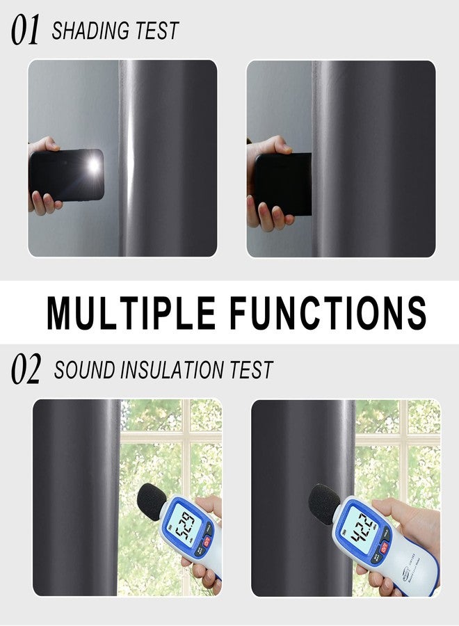 XWZO Dark Grey Blackout Curtains 84 Inches Long with Tiebacks- Full Light Blocking & Energy Efficiency Window Draperies Grommet Top with Black Liner for Bedroom/Living Room, W70 x L84, Set of 2 - Image 4