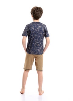 REDCOTTON Boys Bi-Tone Patterned Tee & Cotton Shorts Pajama Set  - Image 2