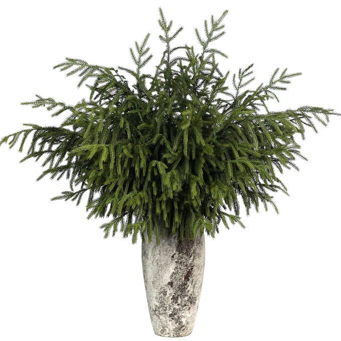 REAL TOUCH NORFOLK PINE BRANCH 36 ARTIFICIAL CHRISTMAS GREEN PLANTS BRANCHES FAUX GREENERY STEM FAKE PINE PICKS FOR DIY CRAFTS GARLAND WREATH XMAS INDOOR OUTDOOR HOME DECOR 4 PCS