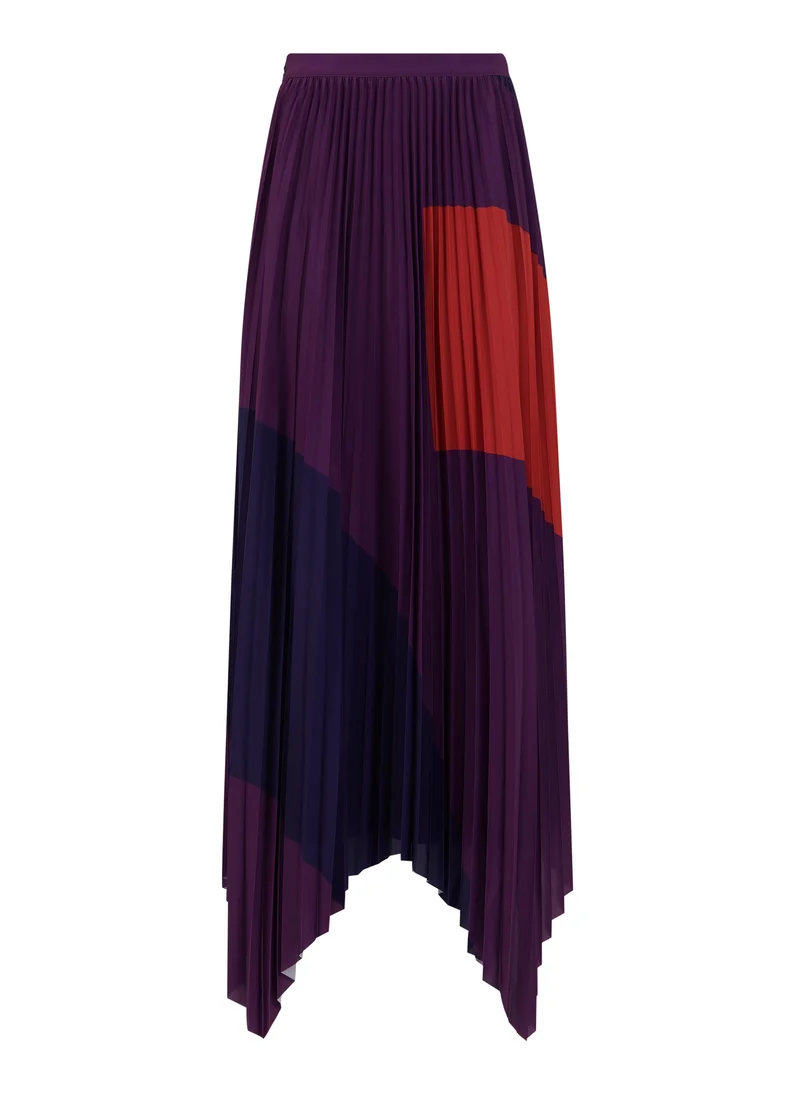Leem  Color-Block Pleated Skirt for Women | Best Price UAE