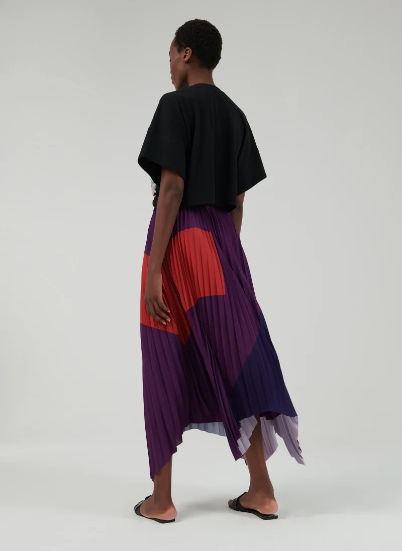 leem Color-Block Pleated Skirt