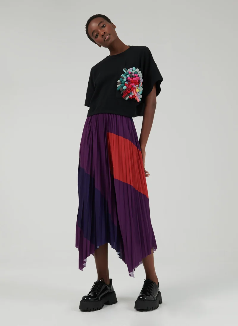 Leem  Color-Block Pleated Skirt for Women | Best Price UAE