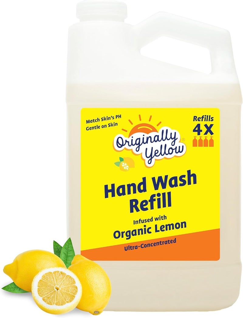 Originally Yellow Plant-Based Hand Soap All Natural Infused with Organic Lemon | Gentle Natural Hand Soap | Pet & Baby-Safe Soap 1.89L (1 Pack), Lemon - Image 1