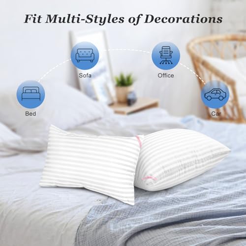 EIUE Throw Pillow Inserts, Machine Washable Pillows,Premium Polyester Fiber Fill for Sofa Bed & Decorative Cushions (White, 12x20inch) - Image 3