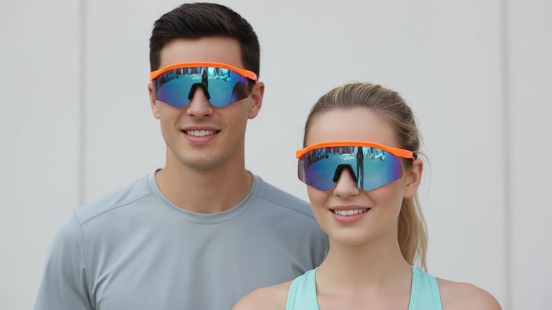 Dervin Non Polarized Oversized Sports Sunglasses for Men Women, Outdoor Cricket Cycling Hiking Fishing Sunglasses (Orange-Blue Mirror) - Image 5