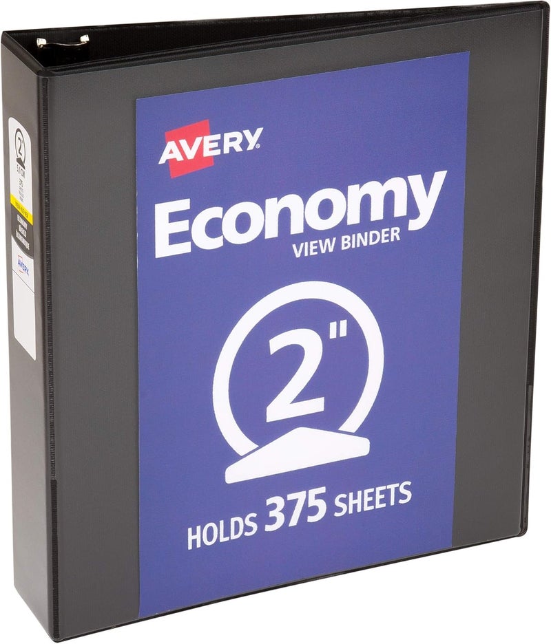 Avery Economy View Binder with Round Ring, 2 Inch Capacity, Black - Image 1