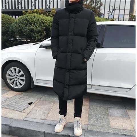 Mens Korean Long Padded Overcoat Winter Thick Hooded Loose Trendy Jacket Socks - Image 3