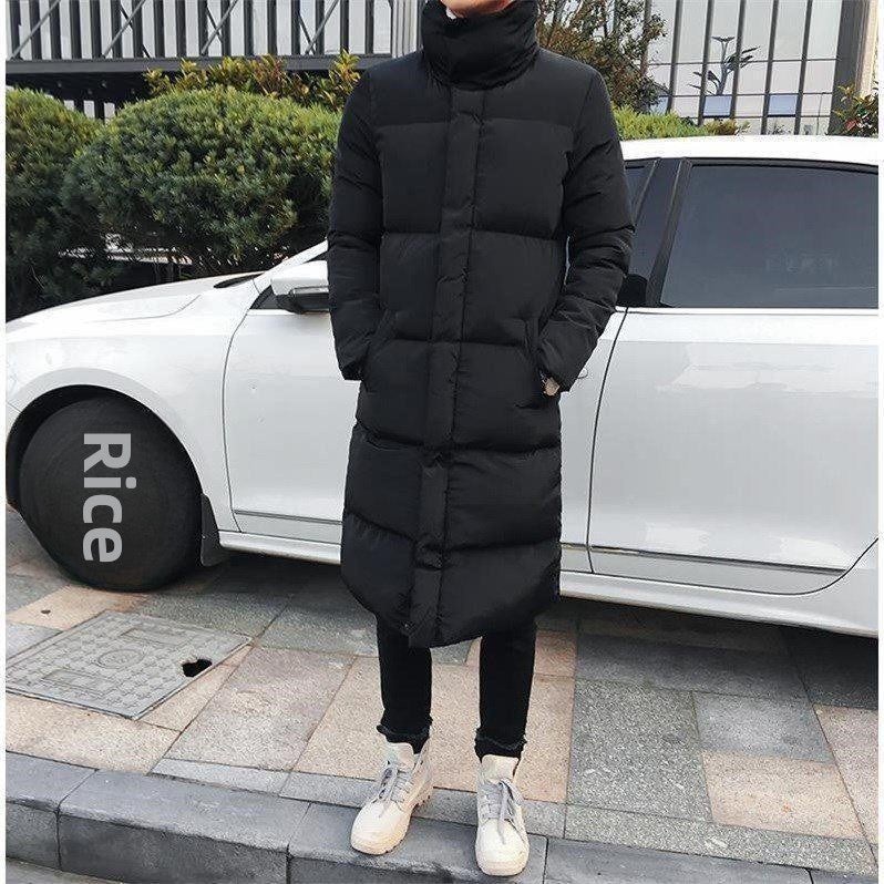 Mens Korean Long Padded Overcoat Winter Thick Hooded Loose Trendy Jacket Socks - Image 5
