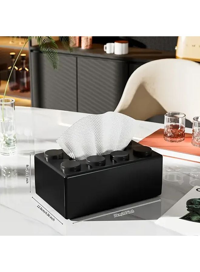 Black Creative Lego Style Tissue Box With Rectangular Design - Image 1