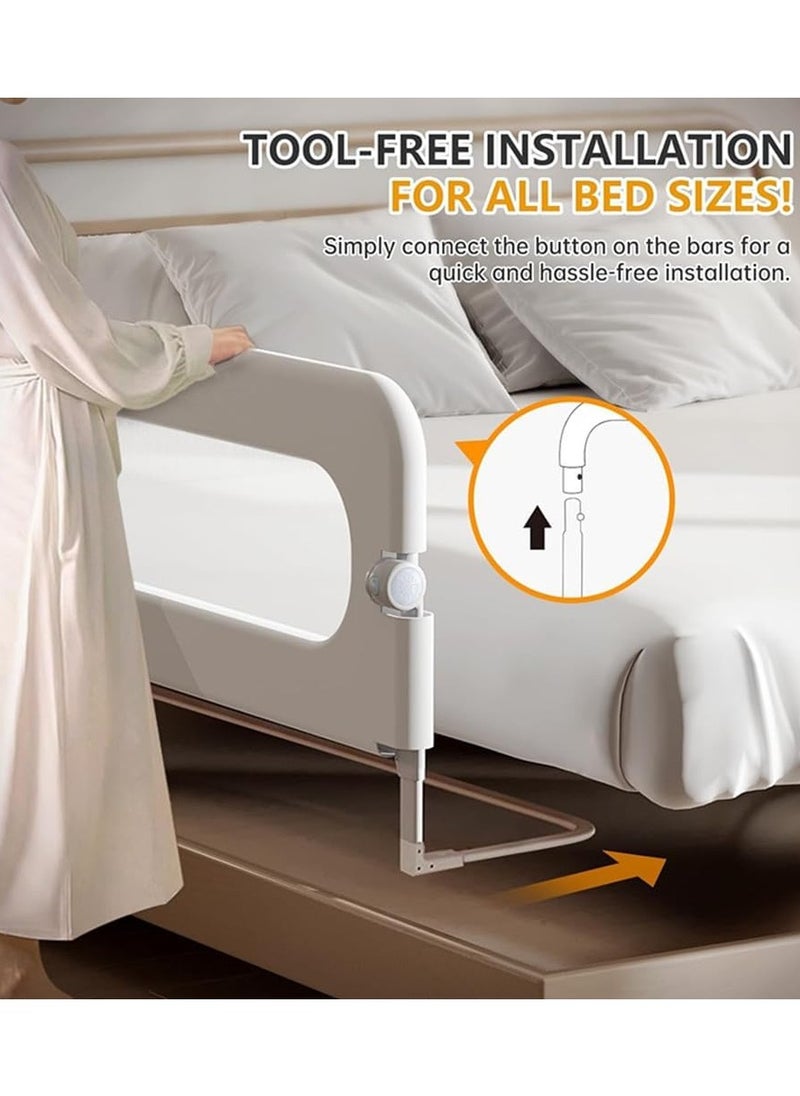 CityRiya-Long Toddler Bed Rails for Crib, Bed Rail Guard for Toddlers, Baby Crib Guard Bumper, Kids Adjustable Fall Protection Guardrails, Safety Bed Fence Protector Rail, Kids Safe Bed Side Rail for Queen, King Beds (1.5M)  - Image 3