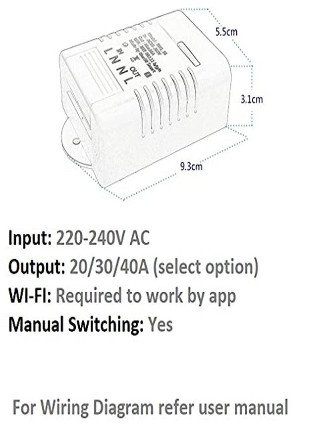 Protium 20A Smart Wireless WIFI Switch Compatible with Alexa, Google home, IFTTT and Smart life app, White (Wifi Router/Hotspot Required) - Image 4