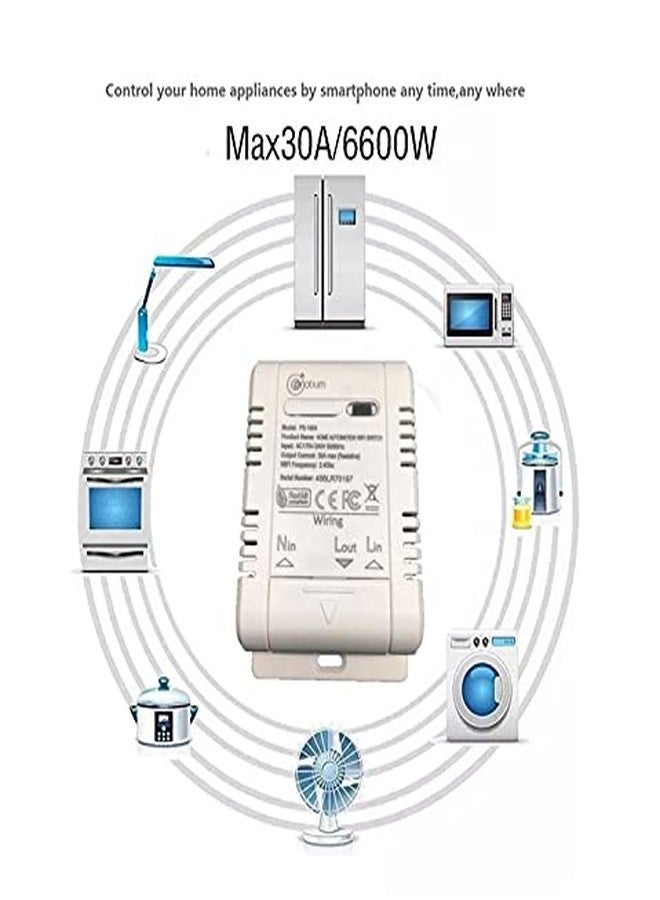 Protium 20A Smart Wireless WIFI Switch Compatible with Alexa, Google home, IFTTT and Smart life app, White (Wifi Router/Hotspot Required) - Image 3
