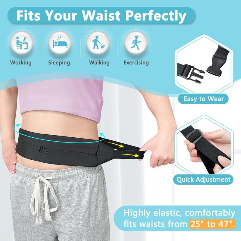 Zelen Peritoneal Dialysis Belt G Tube Holder PD Catheter Holder Accessories Gastrostomy Catheter Covers Pouch for G J Feeding Tube for Adults Abdominal Dialysis for Men Women (Black) - Image 3