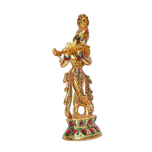 KridayKraft Lord Krishna Metal Statue,Krishna Idol Murti Playing Flute for Temple Pooja,Decor Your Home,Office & Showpiece Figurines Gift Article,Religious Idol... - Image 4