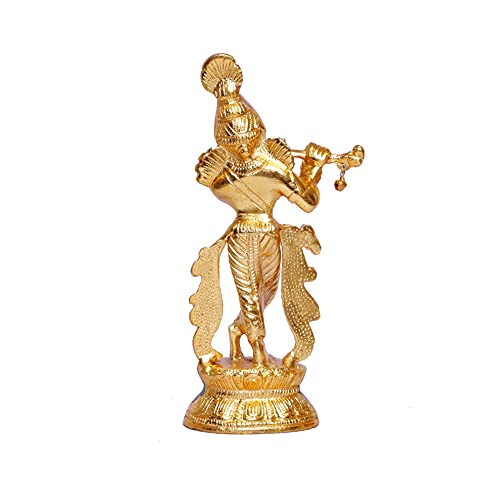 KridayKraft Lord Krishna Metal Statue,Krishna Idol Murti Playing Flute for Temple Pooja,Decor Your Home,Office & Showpiece Figurines Gift Article,Religious Idol... - Image 5