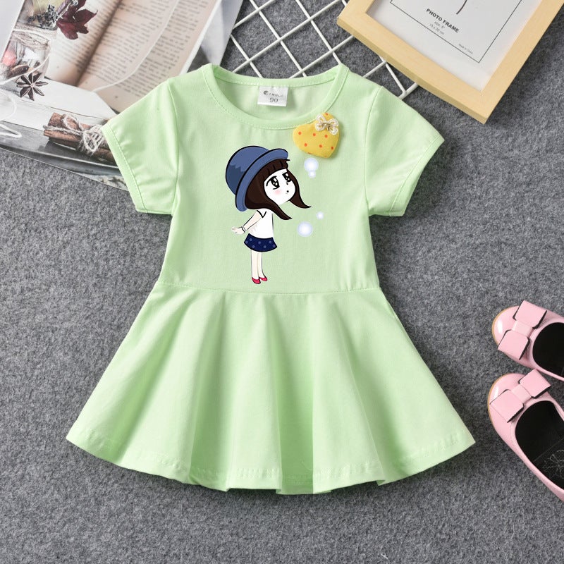 Girls Summer Dress 2023 New Casual Children'S Short-Sleeved Printed Dress Baby Trendy Princess Dress - Image 4