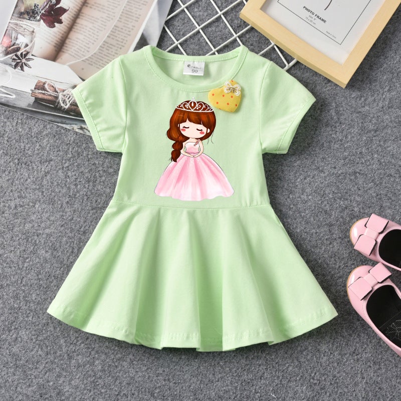 Girls Summer Dress 2023 New Casual Children'S Short-Sleeved Printed Dress Baby Trendy Princess Dress - Image 1