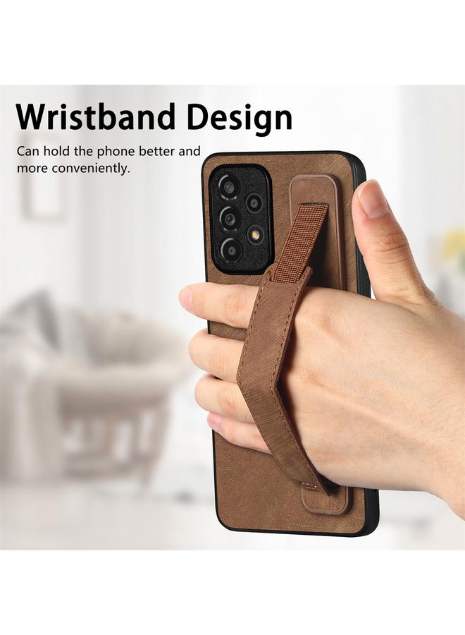 S-TOP Case For Samsung Galaxy A32 5G Retro Wristband Holder Leather Back Phone Case - Image 3