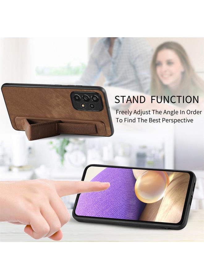 S-TOP Case For Samsung Galaxy A32 5G Retro Wristband Holder Leather Back Phone Case - Image 4