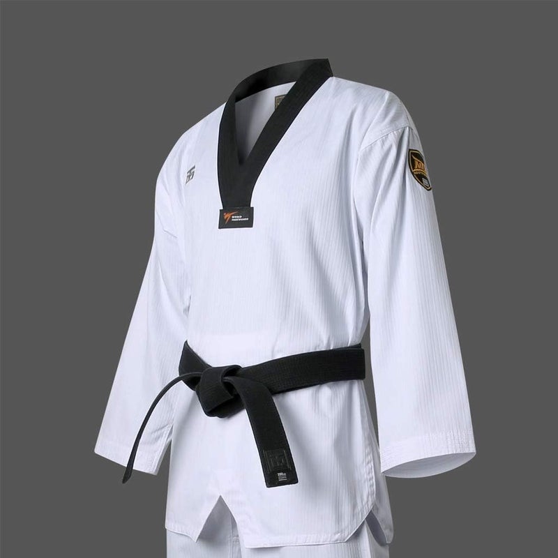 Mooto Korea Taekwondo MTX S2 Uniform Black BK V-Neck Dobok White Uniforms Tae Kwon Do MMA Martial arts Karate WT Logo - Image 1