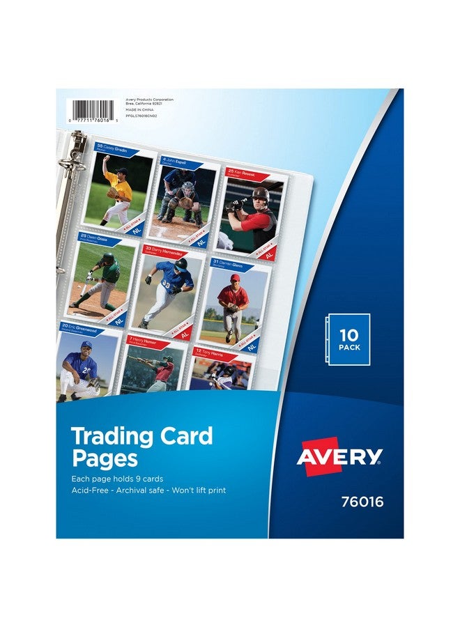 AVERY Avery 9 Pocket Trading Card Pages for 3 Ring Binder, Pokemon Cards, Pack of 10, Holds 90 Cards Total (76016) - Image 1