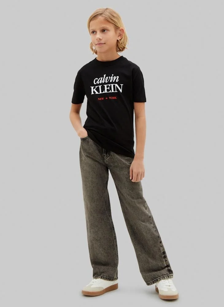 Calvin Klein Jeans BLACK [CSI] 25CW1000175CK Logo Graphic Crew Neck T-Shirt for Men | Best Price UAE