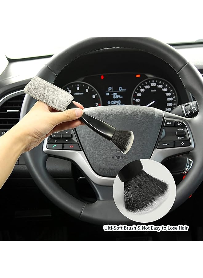 Goodern 2 Pcs Double Head Brush For Car Cleaning,Interior Car Cleaner 2 In 1 Car Duster Car Cleaning Brush,Portable Auto Detailing Tools Car Dust Brush For Cleaning Screen Air Vent Dashboard-Black - Image 3