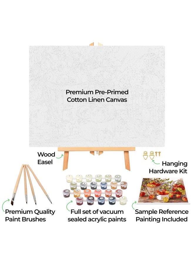 Ledgebay Paint by Numbers for Adults': Beginner to Advanced Number Painting Kit - Fun DIY Adult Arts and Crafts Projects - Kits Include Acrylic Paint, Brushes (Northwoods Retreat, 16" x 20" Unframed) - Image 2