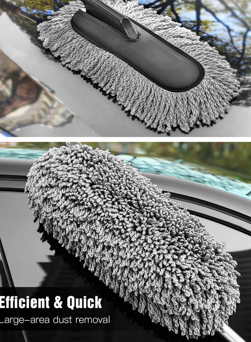 Beauenty Car Duster - Extendable Long Handle Microfiber Car Duster, Scratch-Free Exterior Car Cleaning Tool, Dust Brush for Trucks, Pickups,  Motorcycles, and More, Gray. - Image 3