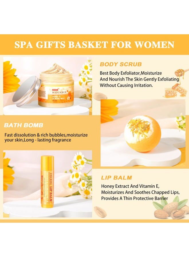 HSOEIXL Gifts for Women, Birthday Gifts for Women, 9 Pc Almond Milk & Honey Bath and Body Gifts Set, Self Care Gifts Spa Gifts Basket, Relaxing Bath Sets for Mom, Girlfriend, Sister, Female Friends, Coworker - Image 4