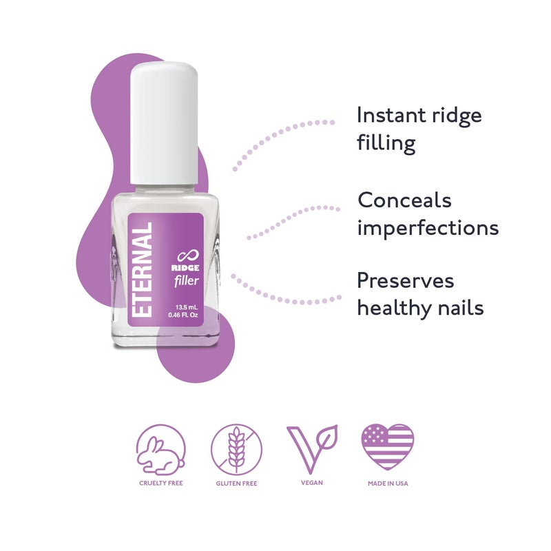 Eternal Ridge Filler Base Coat Nail Polishâ€“ 13.5 mL Clear Nail Primer Treatment - Ridge Filling Base Coat Strengthener for Nail Strength & Repair of Hard, Thin, Dry & Ridged Fingernails - 1 Unit - Image 3