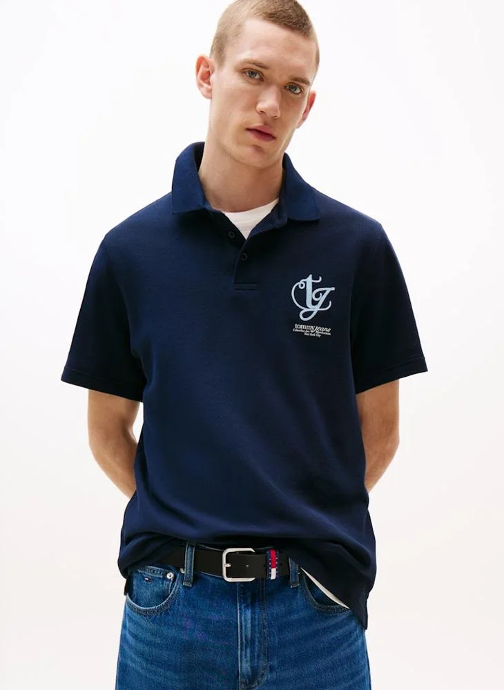 TOMMY JEANS Monogram Cotton Short Sleeve Polo