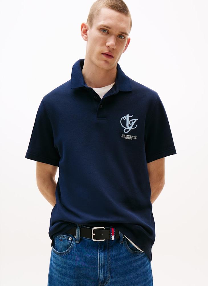 TOMMY JEANS Monogram Cotton Short Sleeve Polo - Image 1