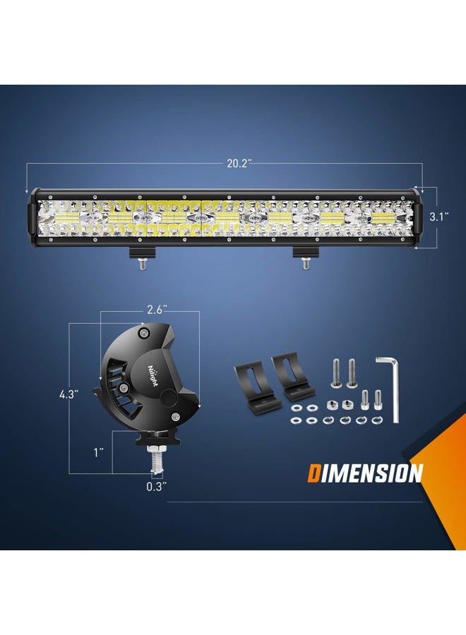 Nilight شريط إضاءة LED بقدرة 420 واط مع 3 صفوف بطول 20 بوصة و 4 قطع من مصابيح LED بقدرة 60 واط للقيادة في القوارب وإضاءة الشاحنات خارج الطريق - Image 2