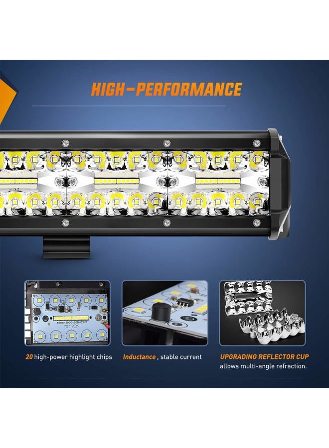 Nilight شريط إضاءة LED بقدرة 420 واط مع 3 صفوف بطول 20 بوصة و 4 قطع من مصابيح LED بقدرة 60 واط للقيادة في القوارب وإضاءة الشاحنات خارج الطريق - Image 4
