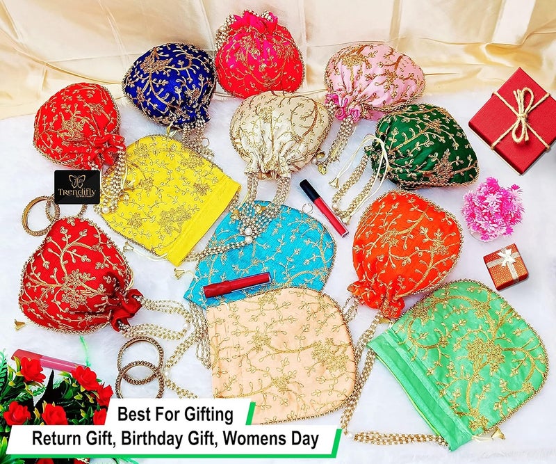 Trendifly Return Gift Potli bag for women bulk wholesale embroidery wedding bridal batua purse for guest gifting - Image 5